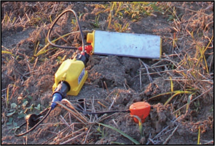 Seismic geophone with GPS location recording. Usually accurate to 2m horizontal and 3m in elevation.