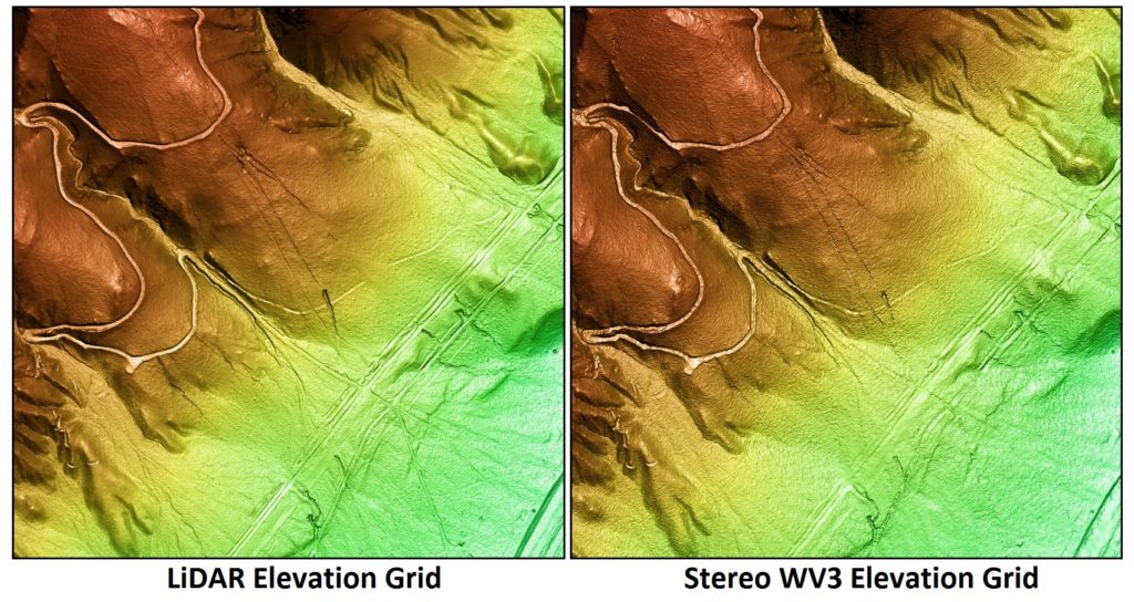 LiDAR and satellite elevation data