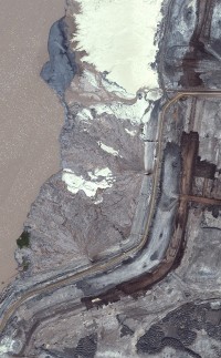 satellite photo of a tailings beach.