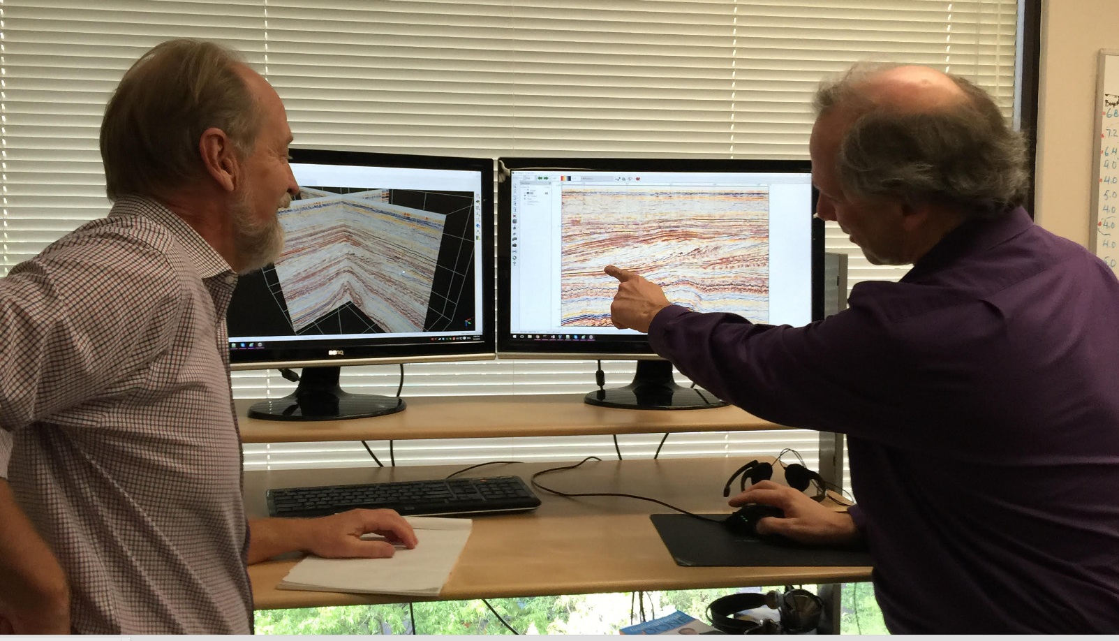 Gerry and Michael at the siesmic workstation