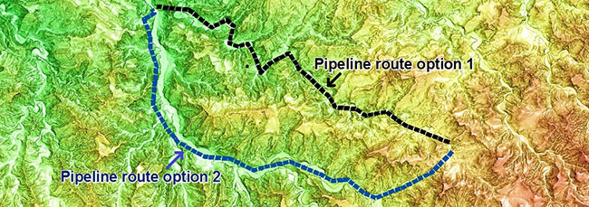 Pipeline route selection options Pipeline route selection options