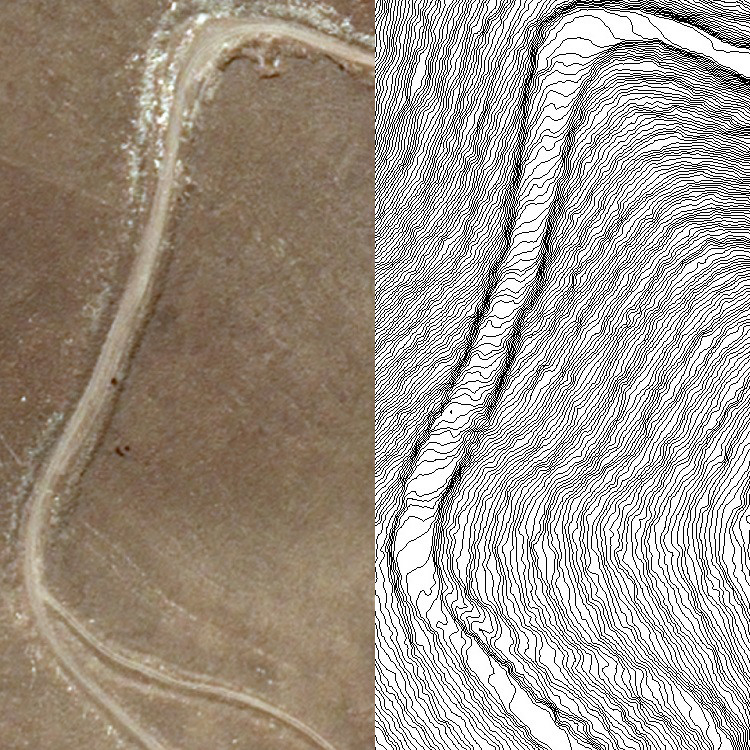 50cm Pleiades satellite photo and PhotoSat's 50cm contours over the same area. Image copyright Airbus. Image 4 of 6