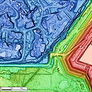 PhotoSat's 15cm accuracy 1m topographic grid image over an oil sands mine site. Image 2 of 5