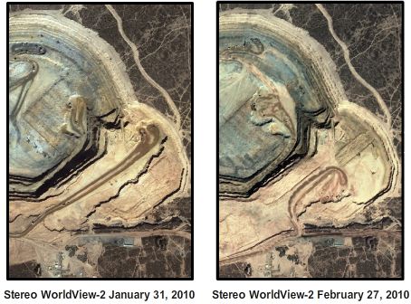 Satellite photos of the Penasquito mine pit Satellite photos of the Penasquito mine pit