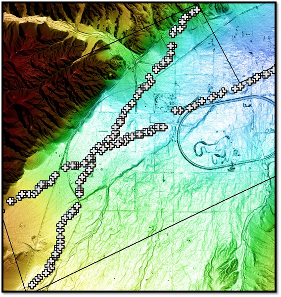 WorldView-3 elevation survey image showing ground reference points WorldView-3 elevation survey image showing ground reference points