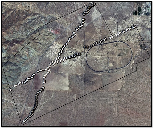 WorldView-3 satellite orthophoto showing ground control points. Garlock Fault California WorldView-3 satellite orthophoto showing ground control points. Garlock Fault California