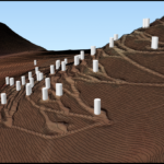 Survey with elevation contours and drill hole locations