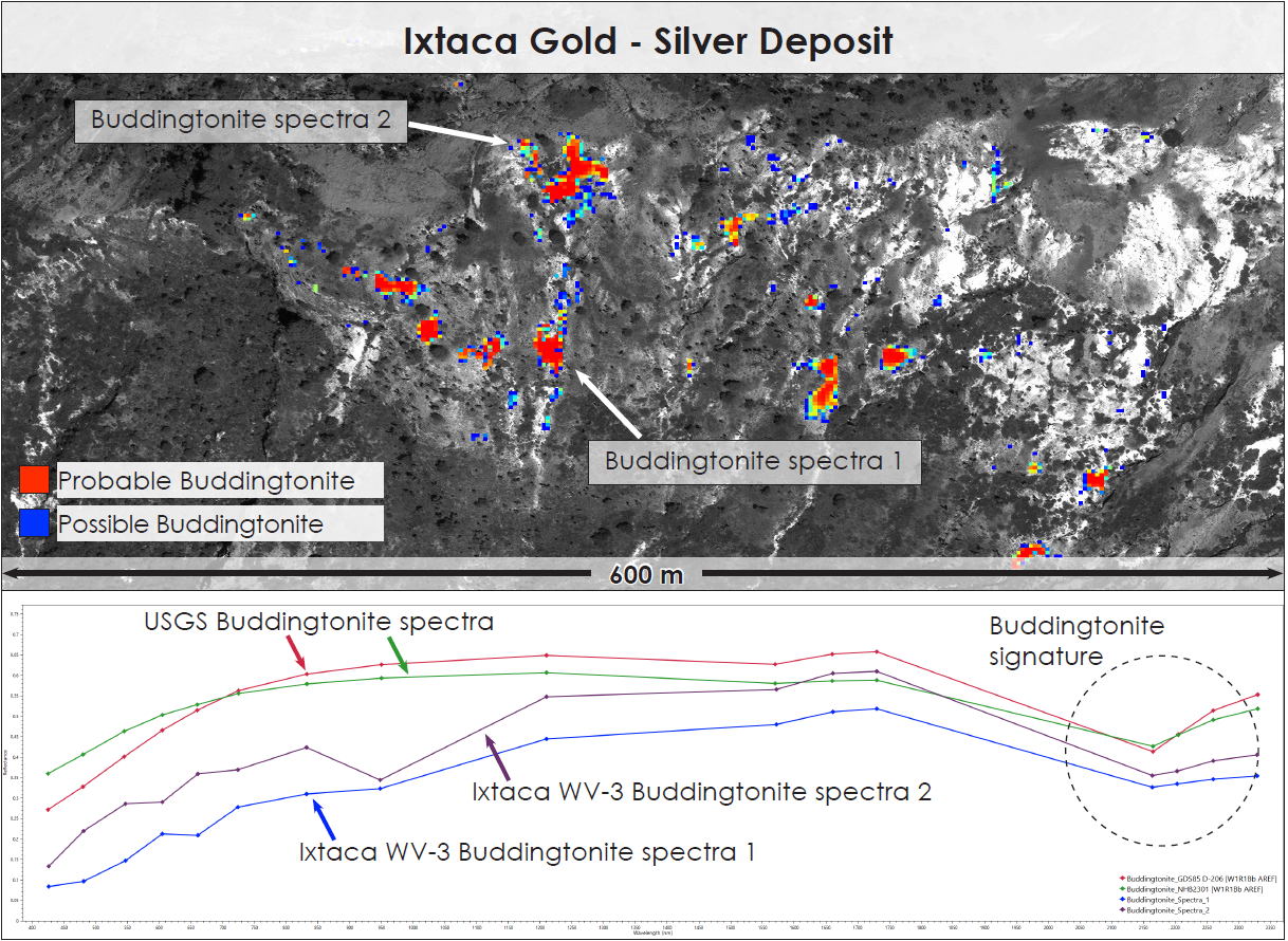 Buddingtonite WorldView-3 is the first satellite with the spectral and spatial specifications capable of detecting these small buddingtonite altered outcrops.