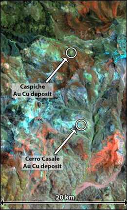 Colour image Colour image of a 14 band ASTER satellite photo.